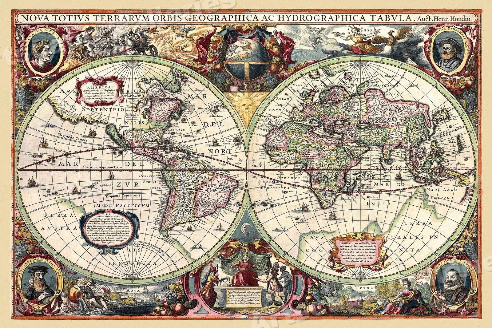 1630 Historic Old World Illlustrated Vintage Map – 16×24