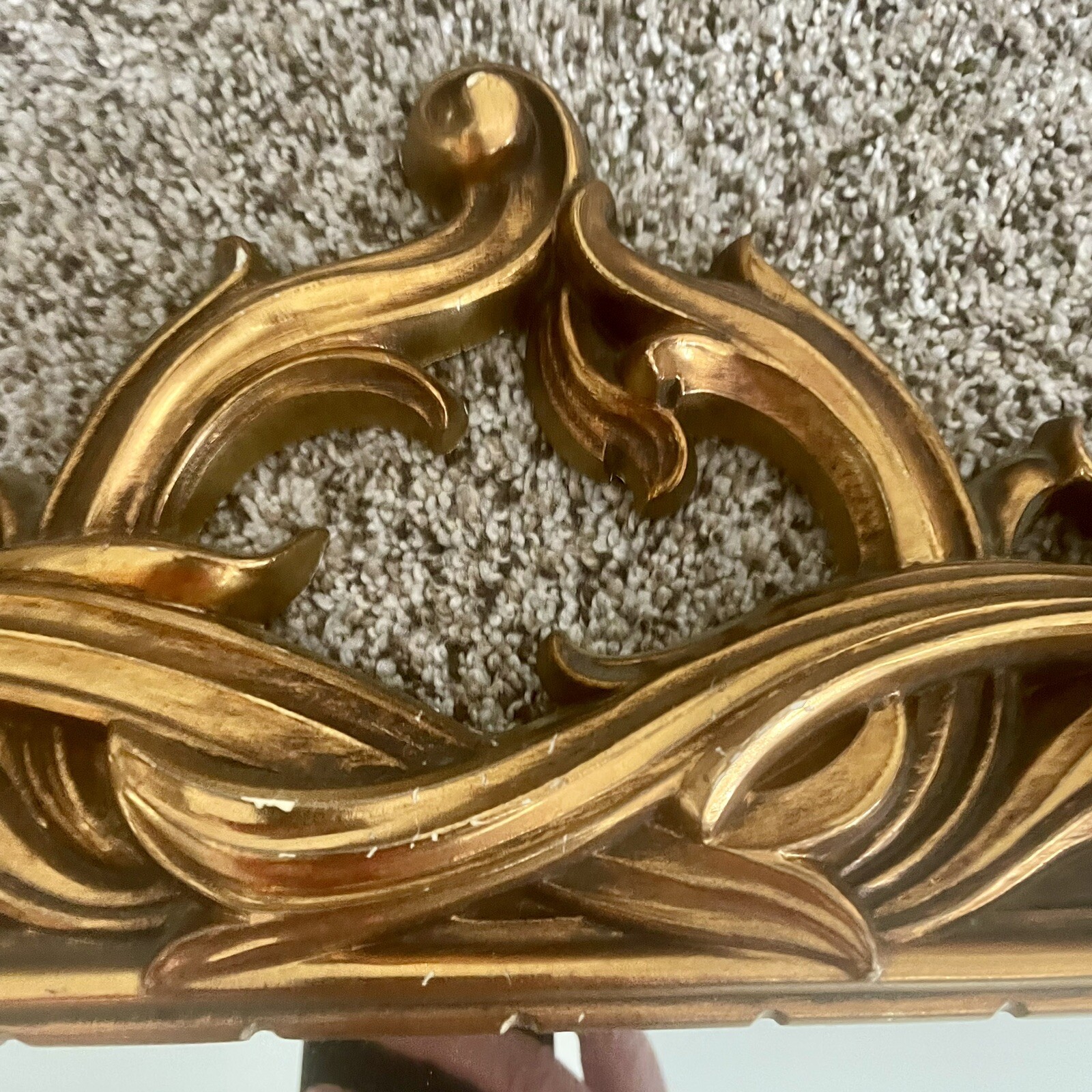 Vintage Turner Gold Scroll Leaf Rectangular Mirror Hollywood Regency MCM
