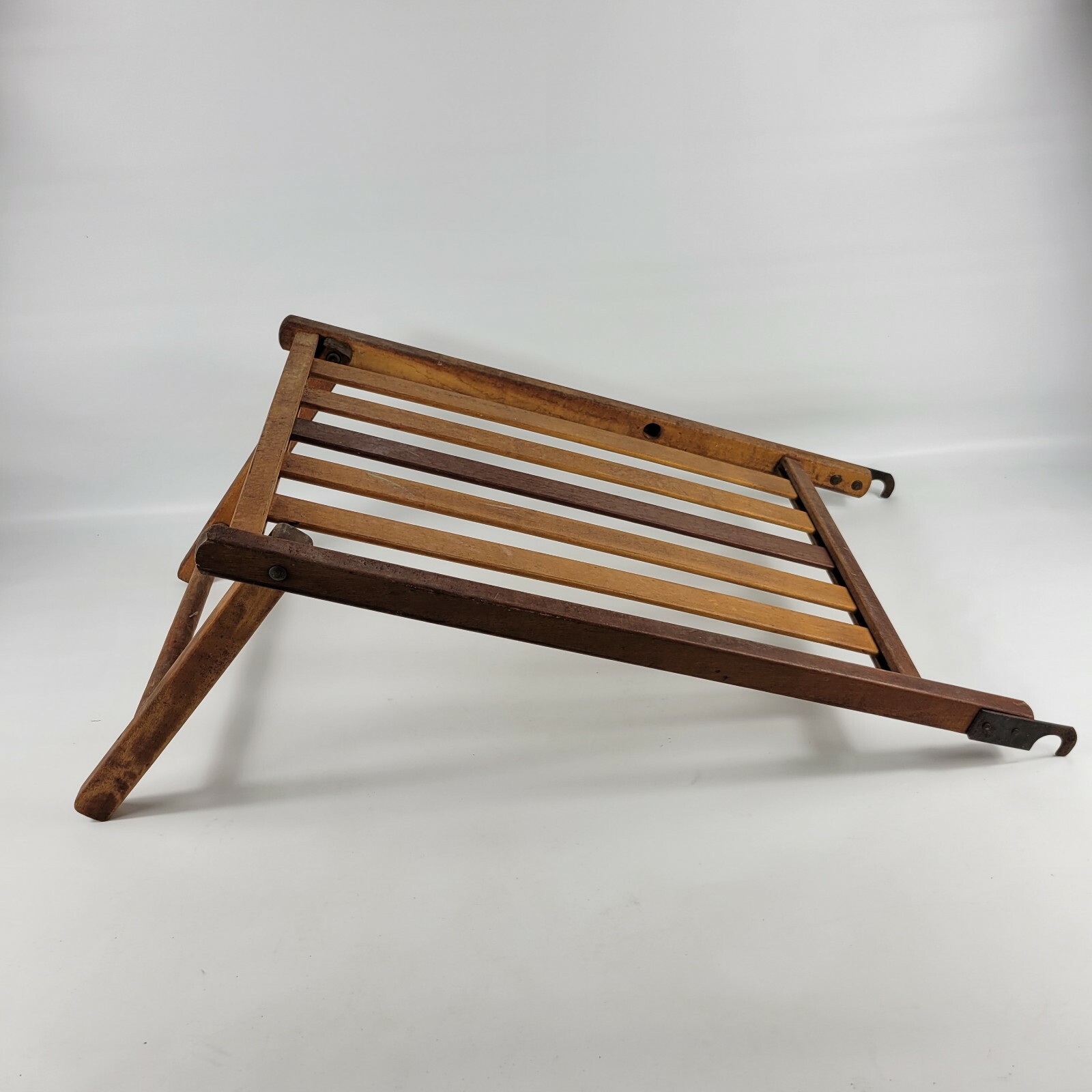 Vintage Wood Folding Chair Leg Rest Rare