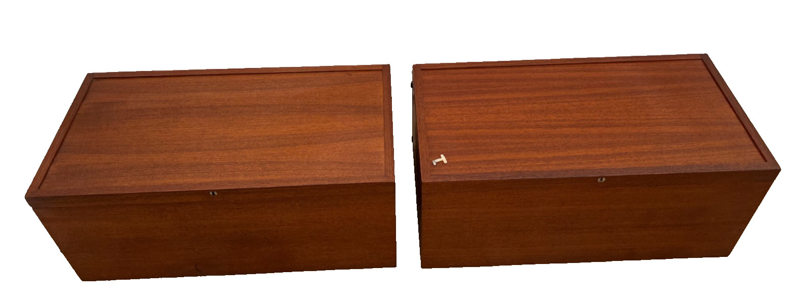 Mid Century Record Cabinets pair by Strings Wall Shelving Designers Nils Kajsa
