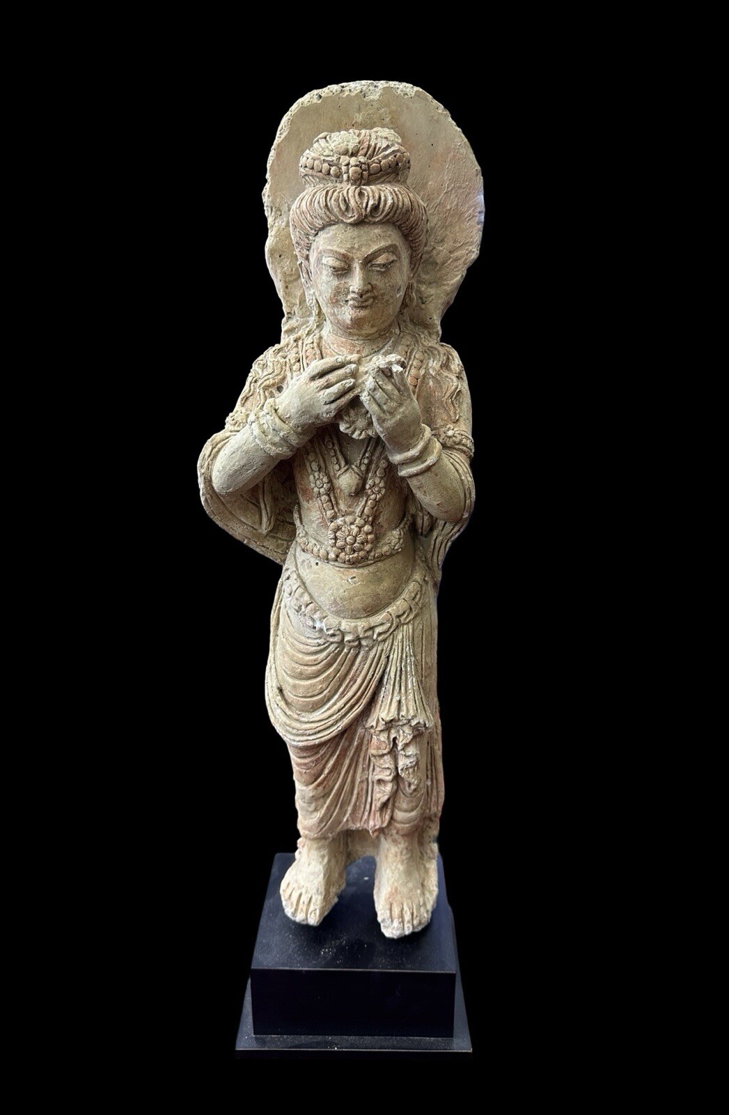 Ancient Region Of Gandhara A Huge Gandhara Stucco Color Statue 3rdTo 4th Century