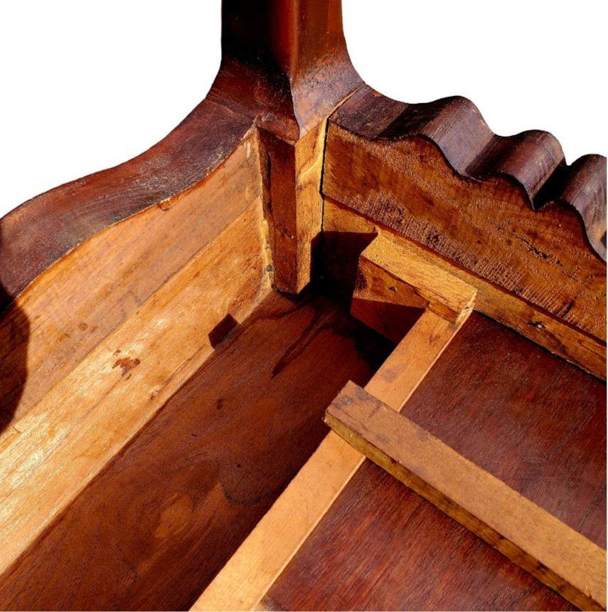 Vintage Custom SOLID Walnut Queen Anne Tea Table Pull Out Trays