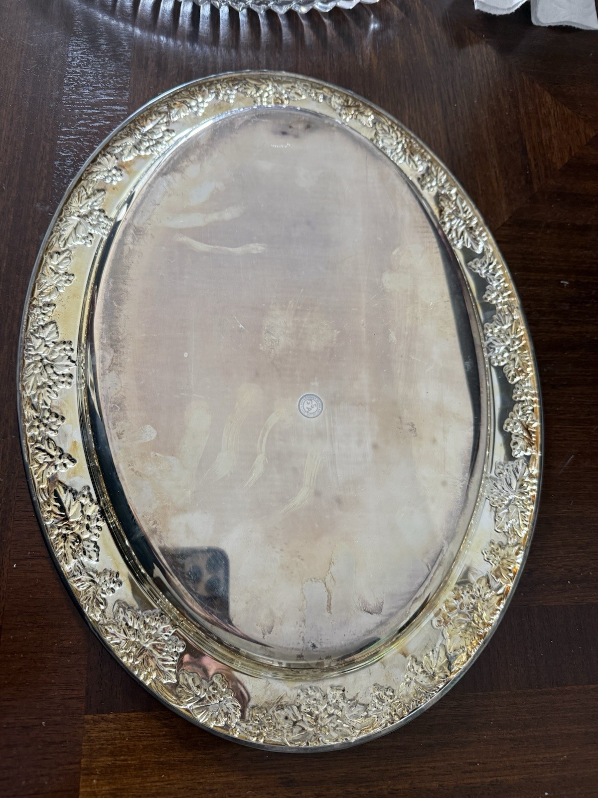 Vintage Godinger silver-plated relish tray with glass liner.