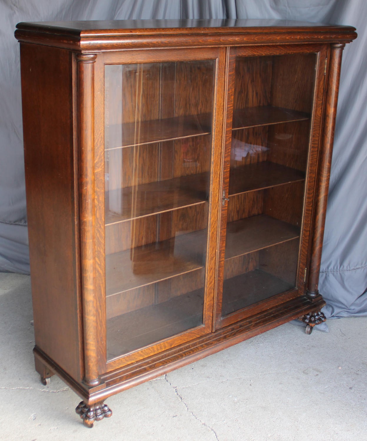 Antique Oak Bookcase – original finish – double door