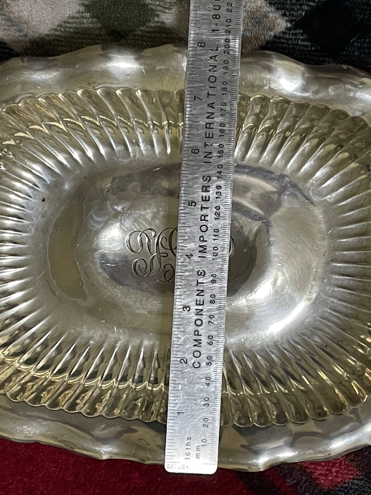 Whiting Vegetable Sterling Silver Oblong Rimmed Bowl 334 g