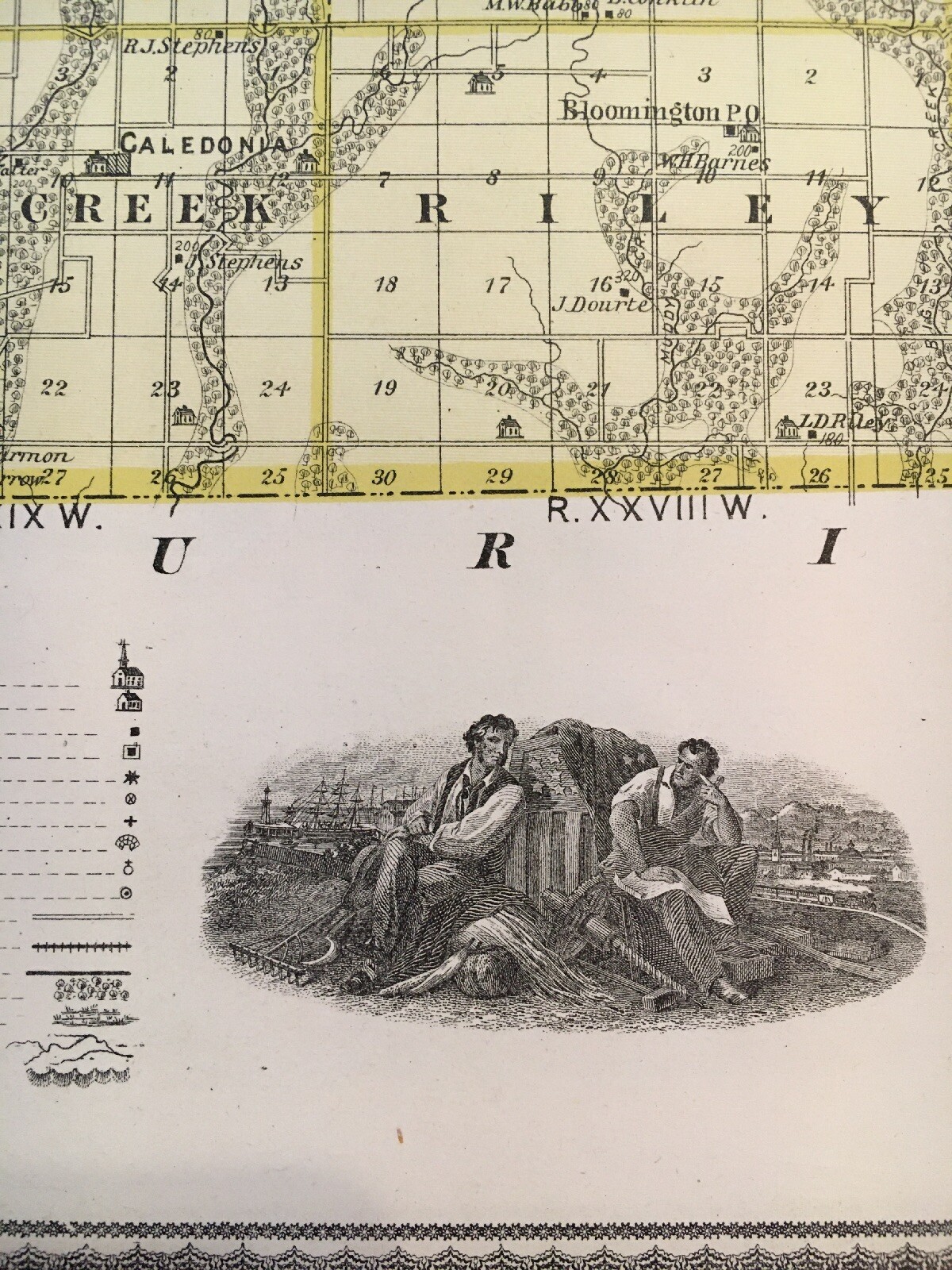 RINGGOLD / TAYLOR COUNTY IOWA MAP from 1875 A.T. Andreas Atlas Original