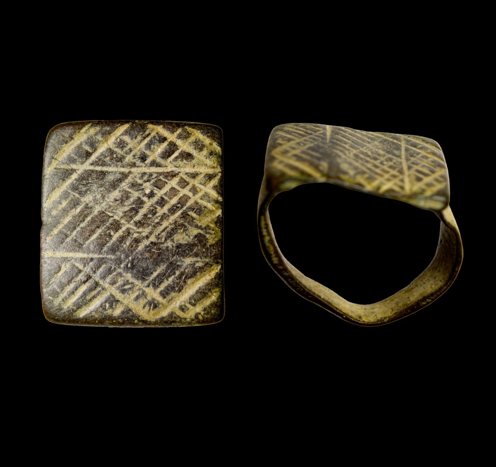Roman Bronze Geometric Sigil Ring Size 4 Authentic Occult Amulet Genuine