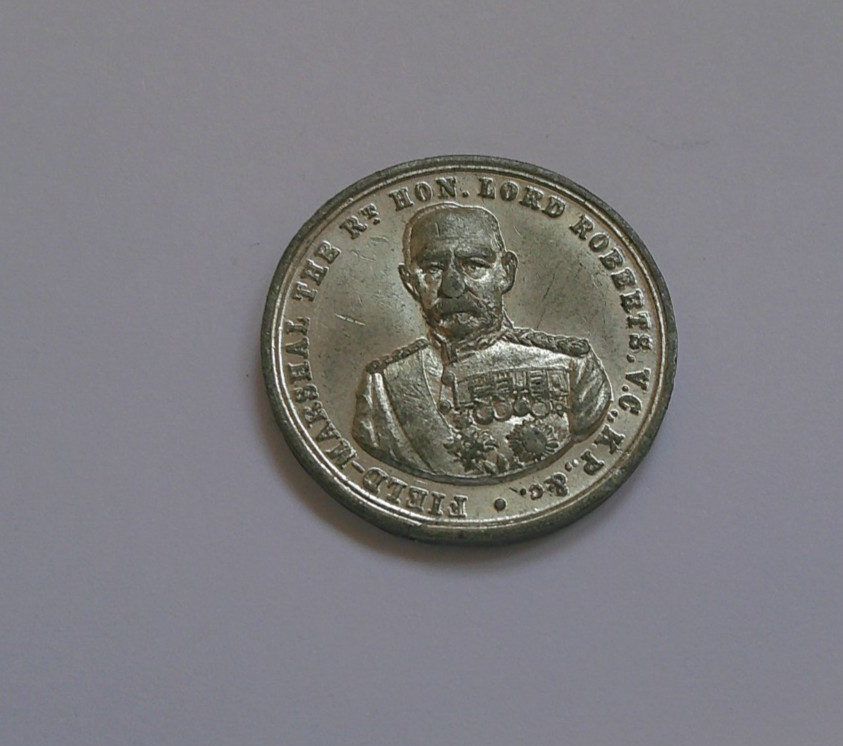 field marshal Lord Roberts VC Pretoria 190- token antique pewter medallion