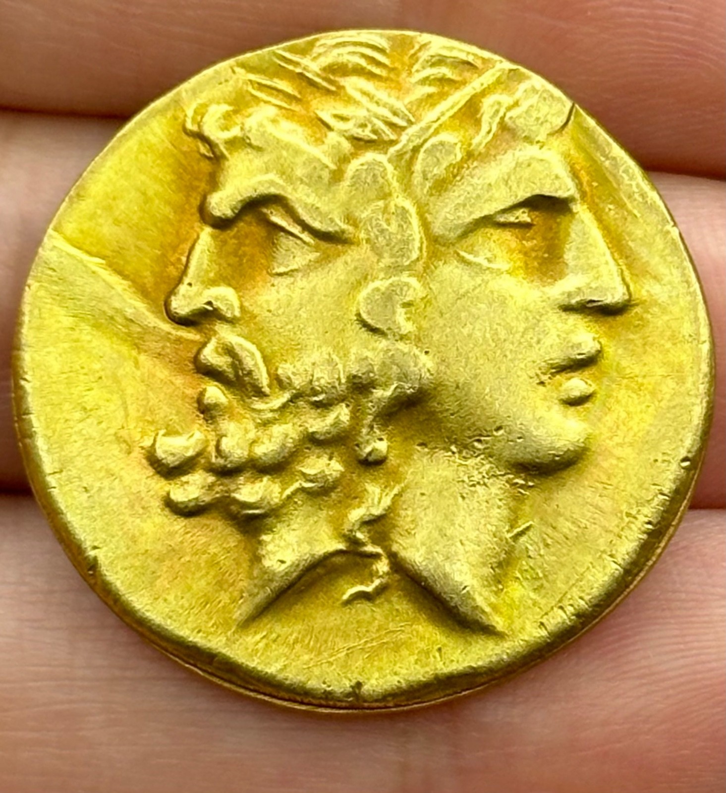 Wonderful Authentic Ancient Greek gold plate Tetradrachm Coin Ca. 454-404 BC