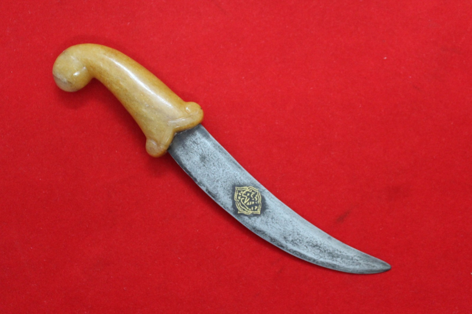 Old Vintage indo-persian mughal islamic jade gold damascus PARROT dagger khanjar