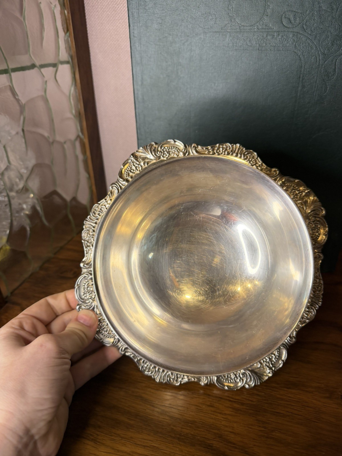Vintage Wallace “Baroque” 247 Silverplate Centerpiece Bowl on Attached Tray
