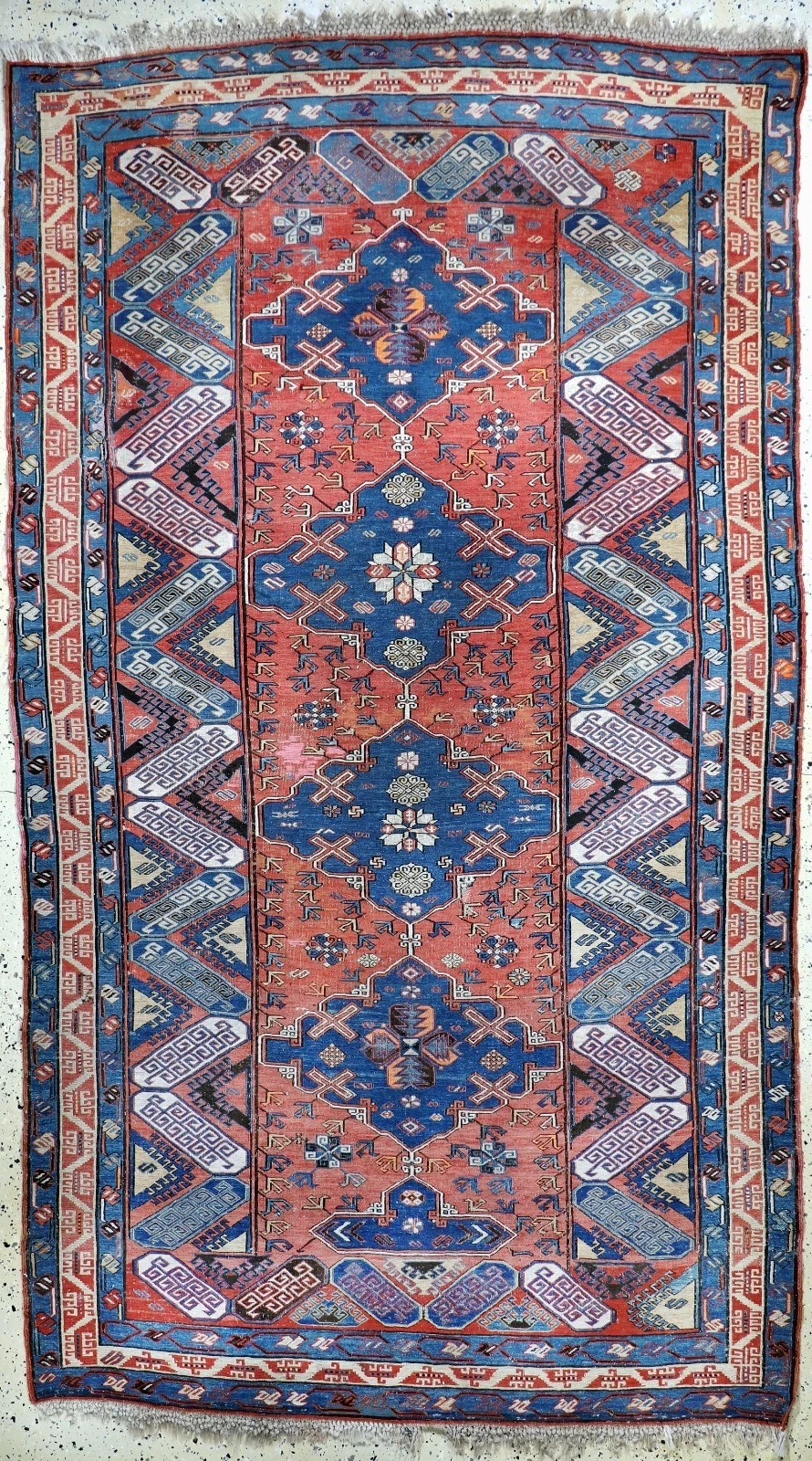 Antique Caucasian Soumak Sumakh Flatweave Wool Rug 5×9 Rarer Late 1800s Piece