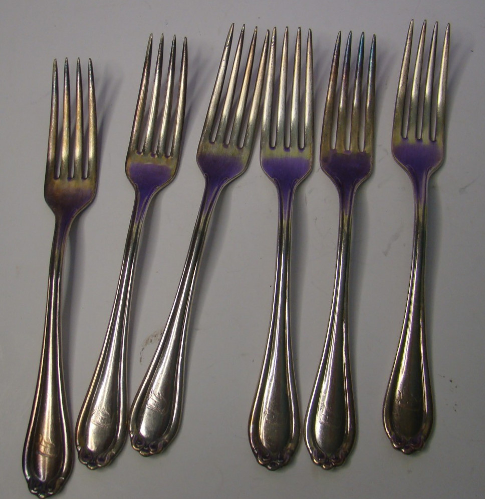 6 Vintage Community Silver Silverplate Triple Plus 7-3/4″ 2 oz Table forks SL
