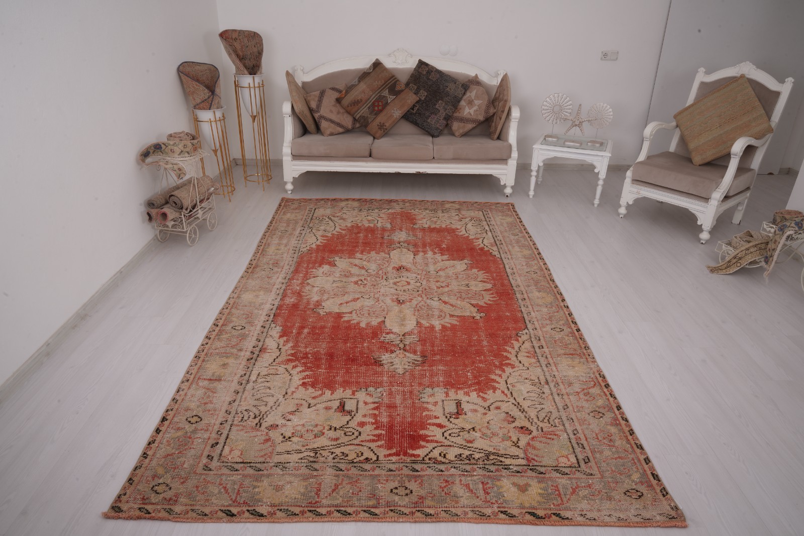 6×10 Large Turkish Rug Oversize Rug Vintage Rug Oushak Rug Handmade Carpet 52