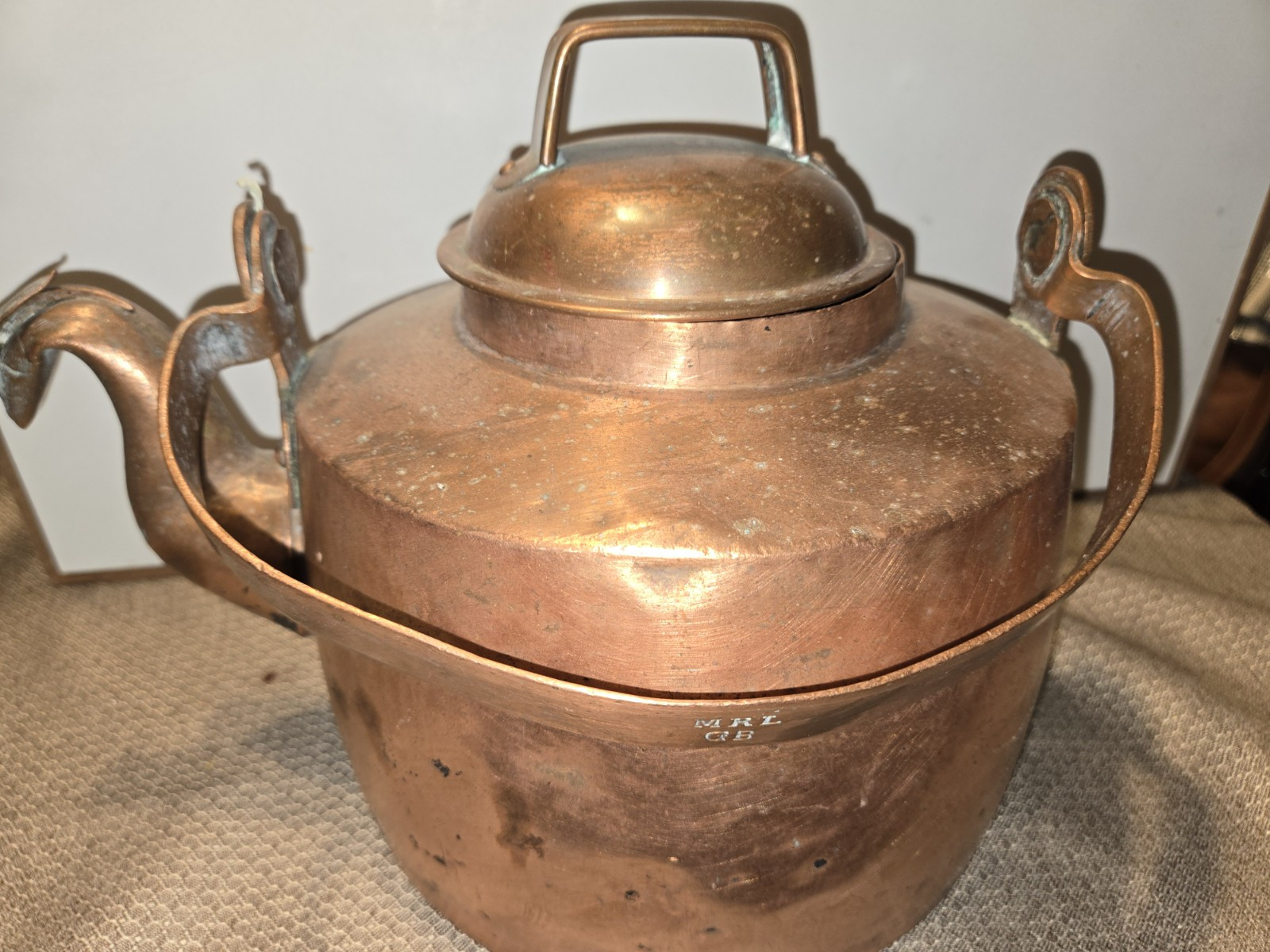 Antique Copper Large Tea Pot Kettle 8in