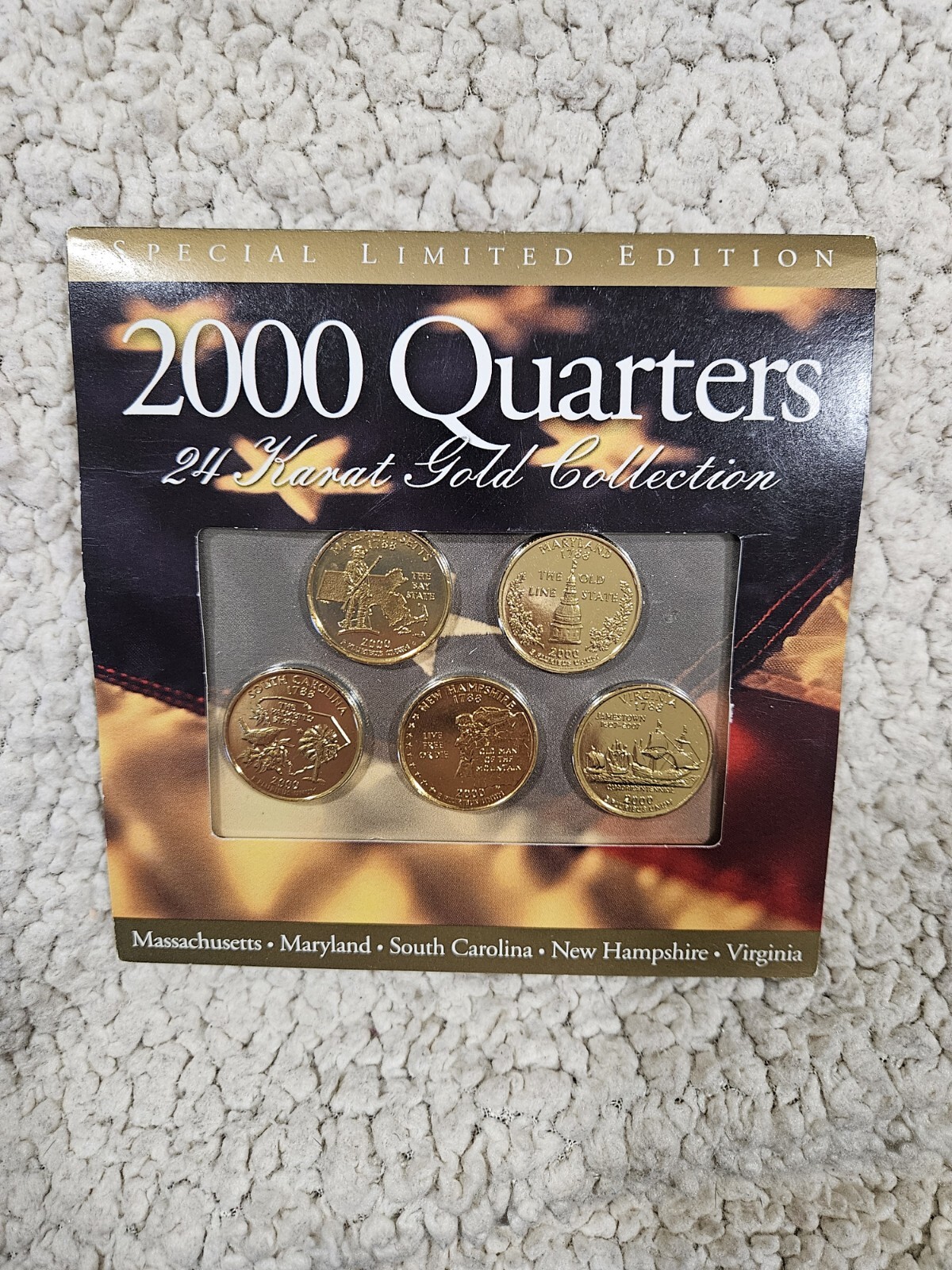 2000 24 KARAT GOLD COLLECTION UNCIRCULATED QUARTERS SET OF FIVE + HISTORY OF ST.