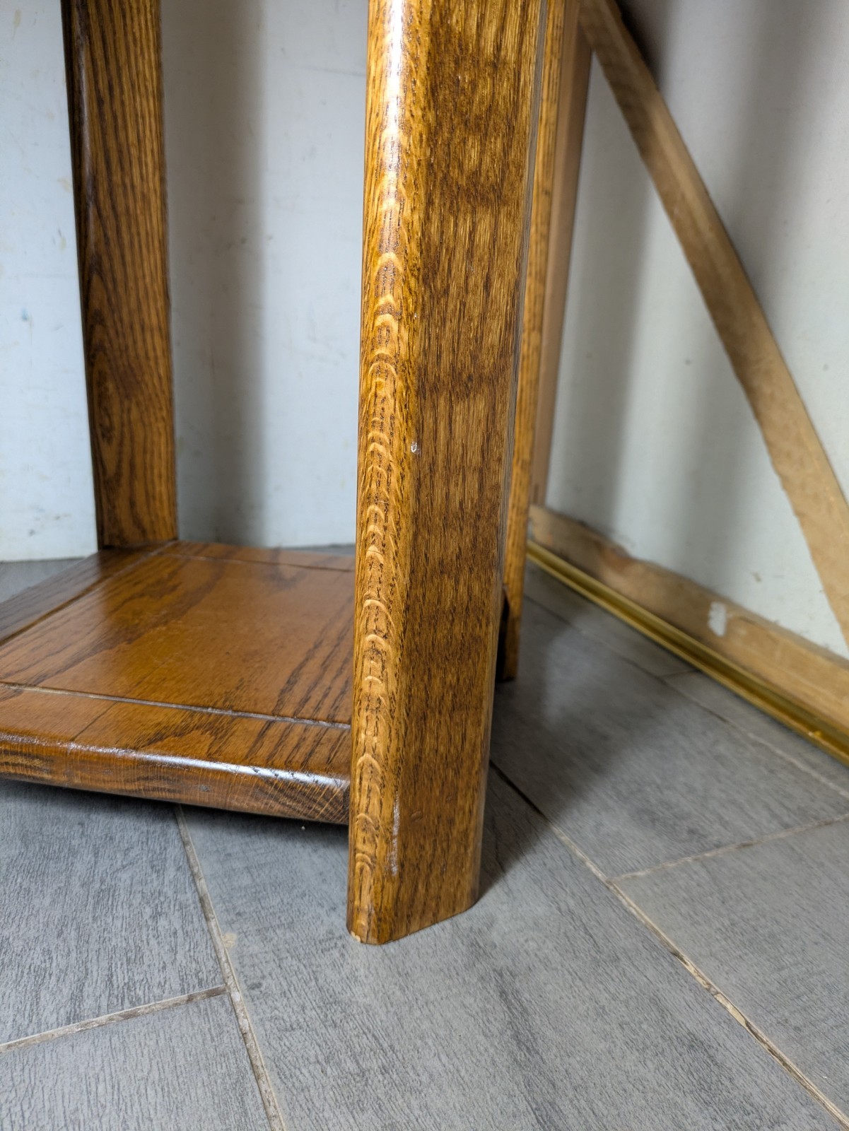 Vintage Rustic Country Mission Solid Oak Wood 2-Tier Plant Stand Fern Table T74