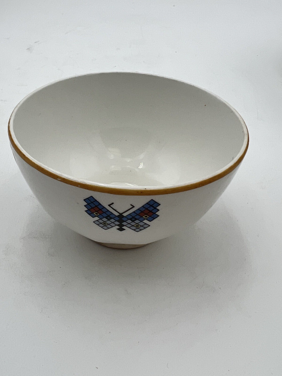 Antique Edwin M Knowles Vitreous Cross Stitch Design Child’s Teacup Saucer Plate