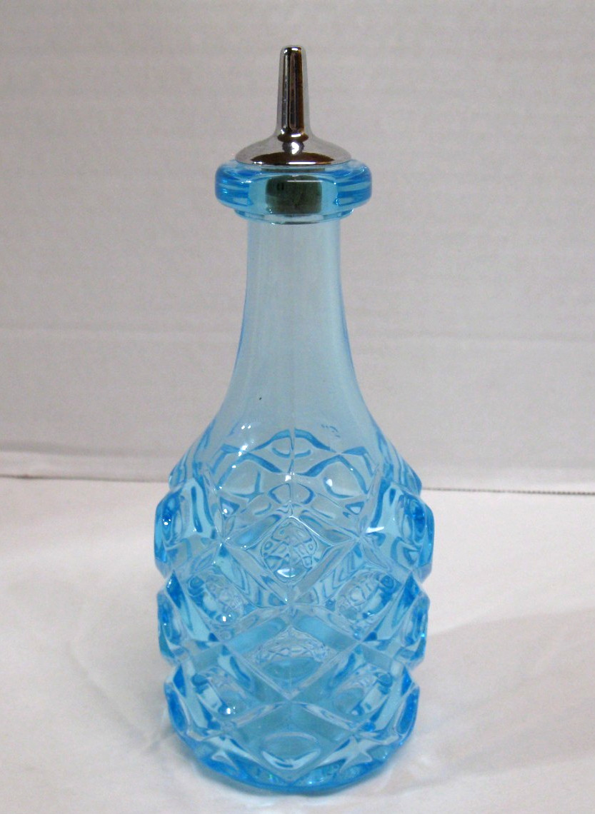 Vintage Viking Glass RARE Bitters Bottle Made for Sandwich Glass Museum Ice Blue