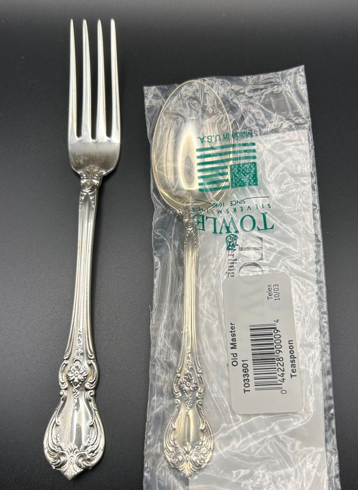 Vintage Old master by towles dinner fork 7 1/4 and teaspoon 6 in sterling