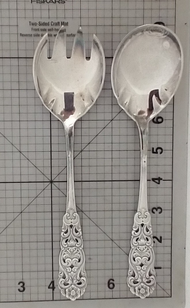 Marthinsen Sterling Silver Valdres Salad Cutlery Set Spoon 3 Tine Fork $970 MSRP