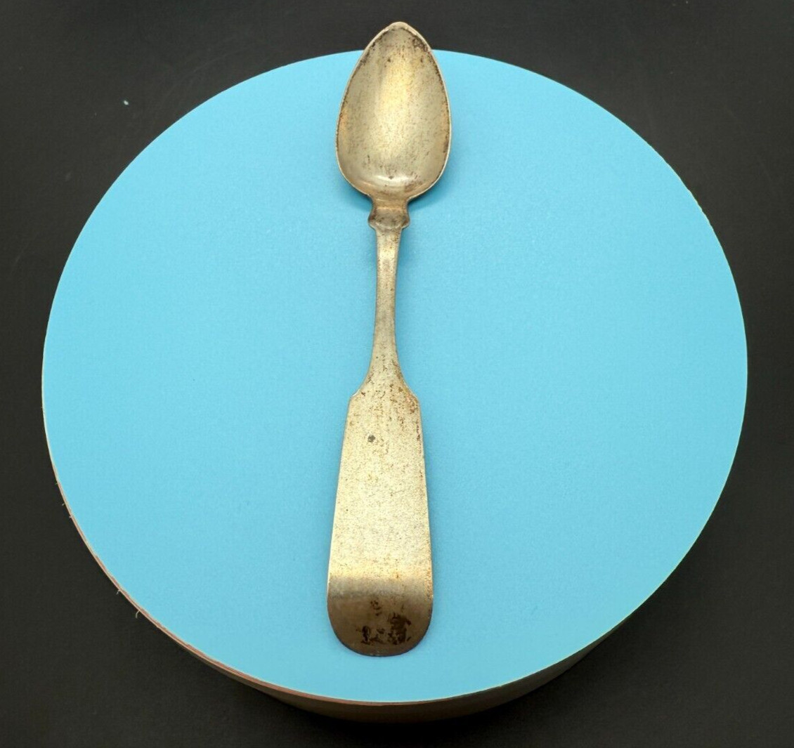 Coin Silver Spoon Platt & Brothers NY c1825 Fiddleback 16.4g Antique