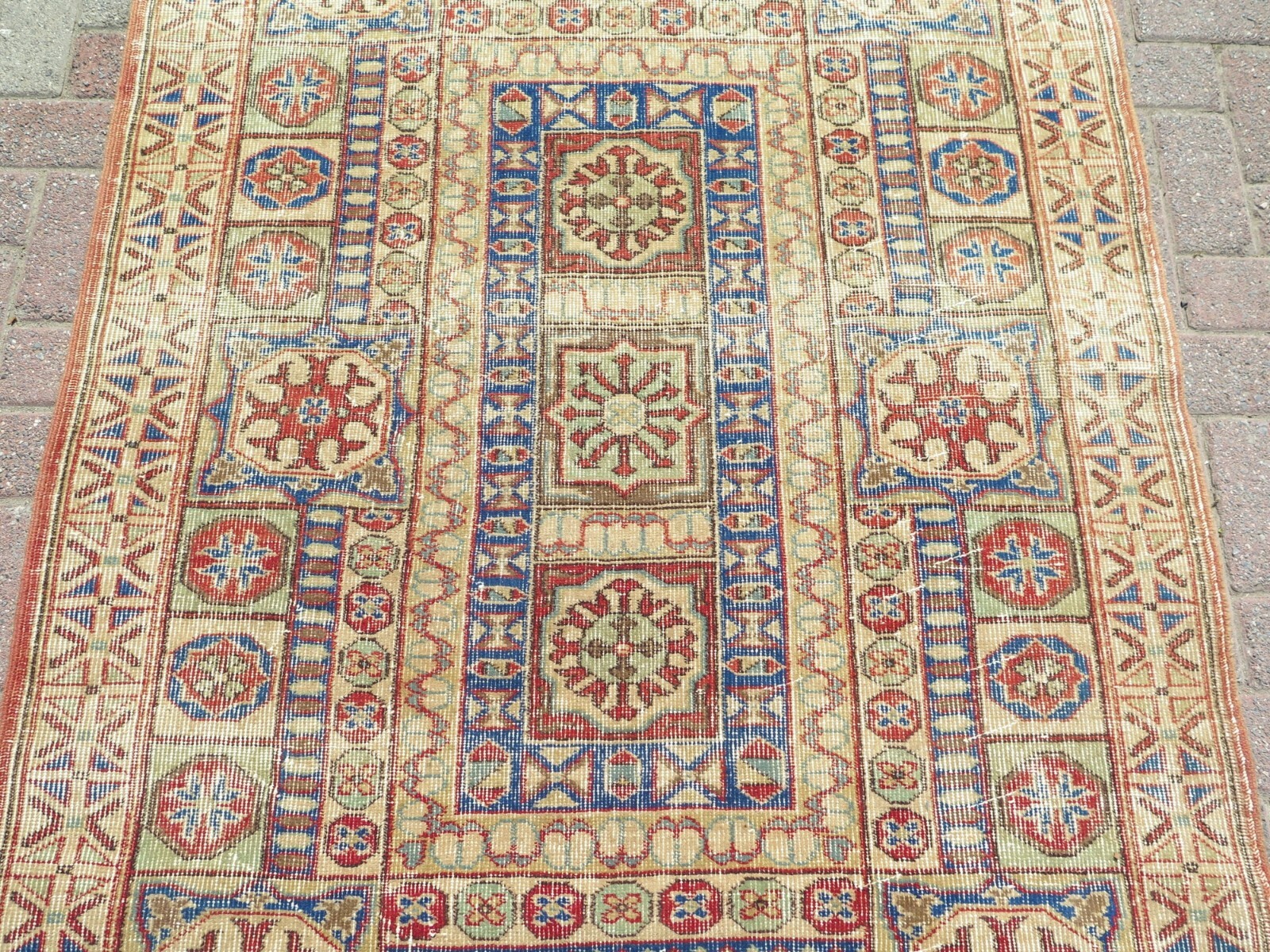 Turkish Classical Handmade Carpet, Vintage Multicolor Distressed Rug 48″x76″
