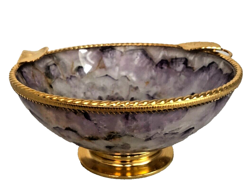 Chevron Amethyst Bowl with Gild Bronze Mounting