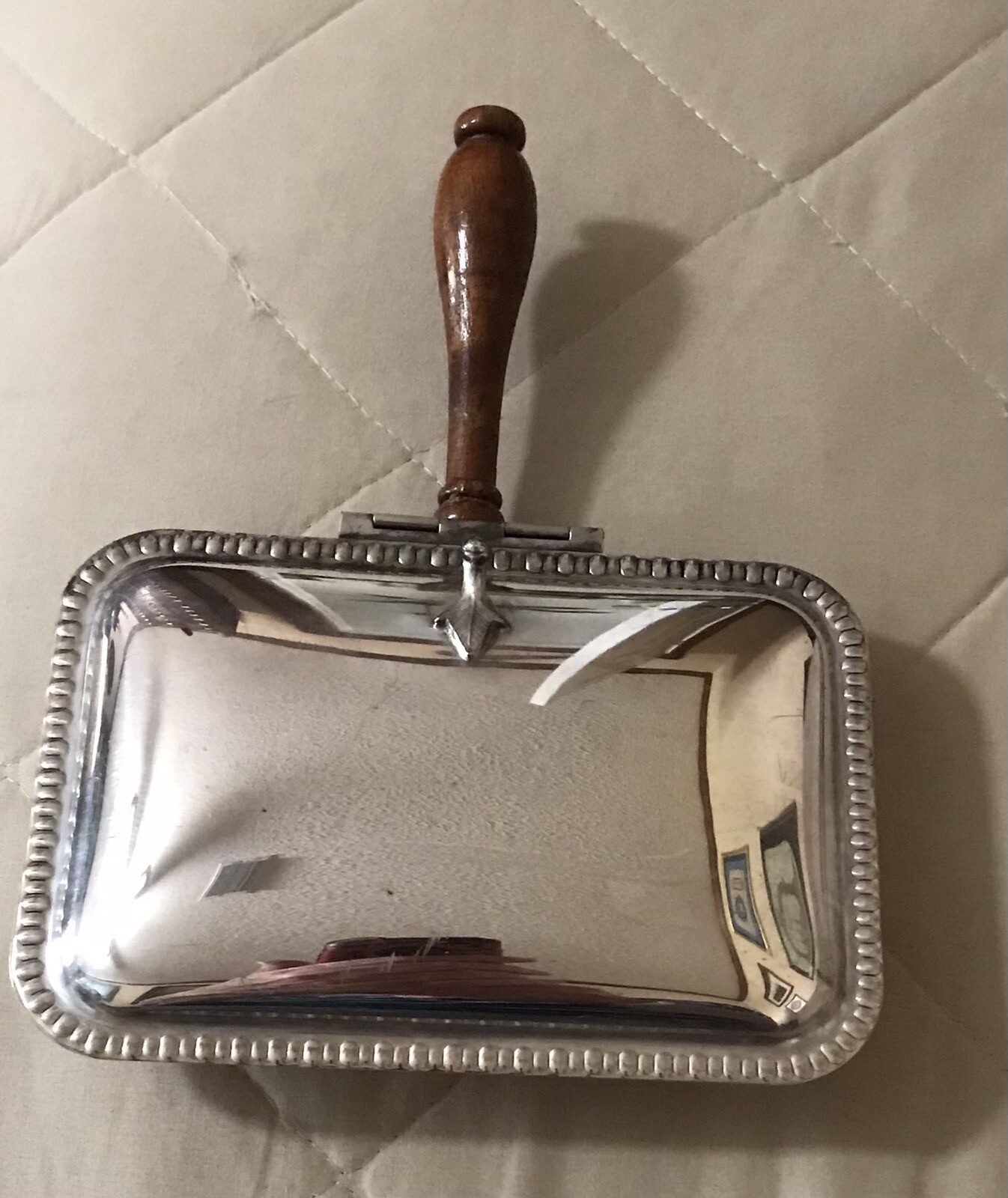Silver Plated Vintage Crumb Catcher 6” By 4” Very Nice (1525)