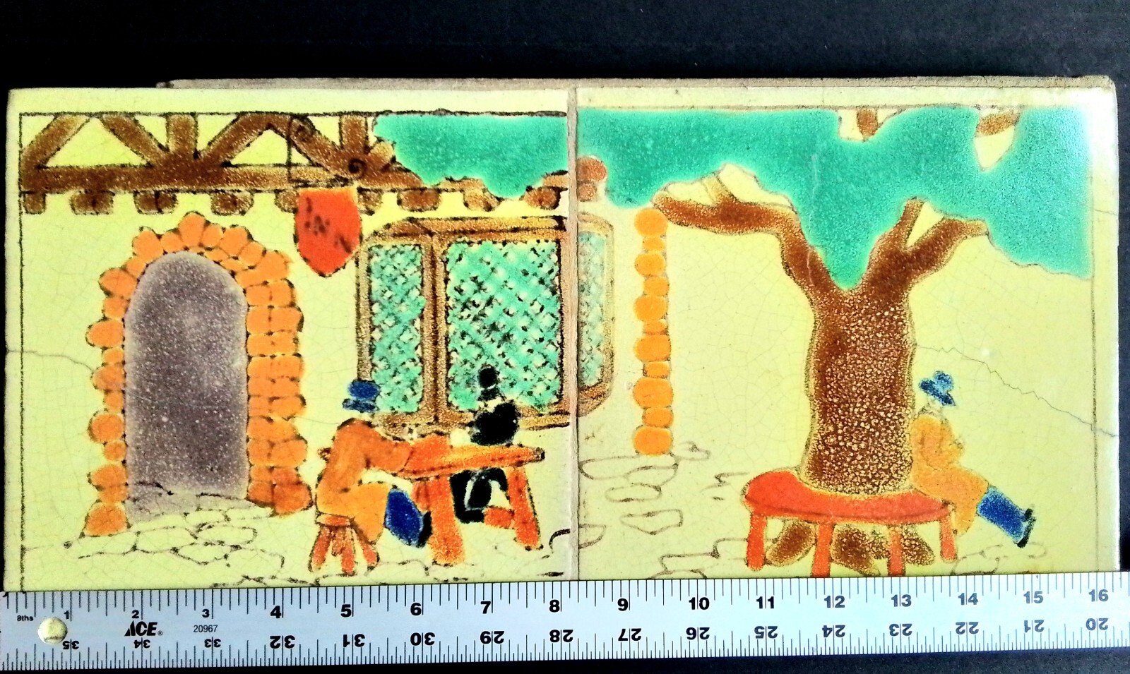 ANTIQUE MISSION TILES (2)~ATTRIBUTED SAN ANTONIO TILE-LOOK !
