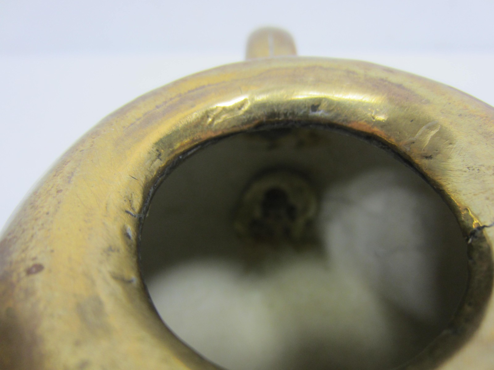 Antique Asian Brass and Stoneware Small Tea Pot