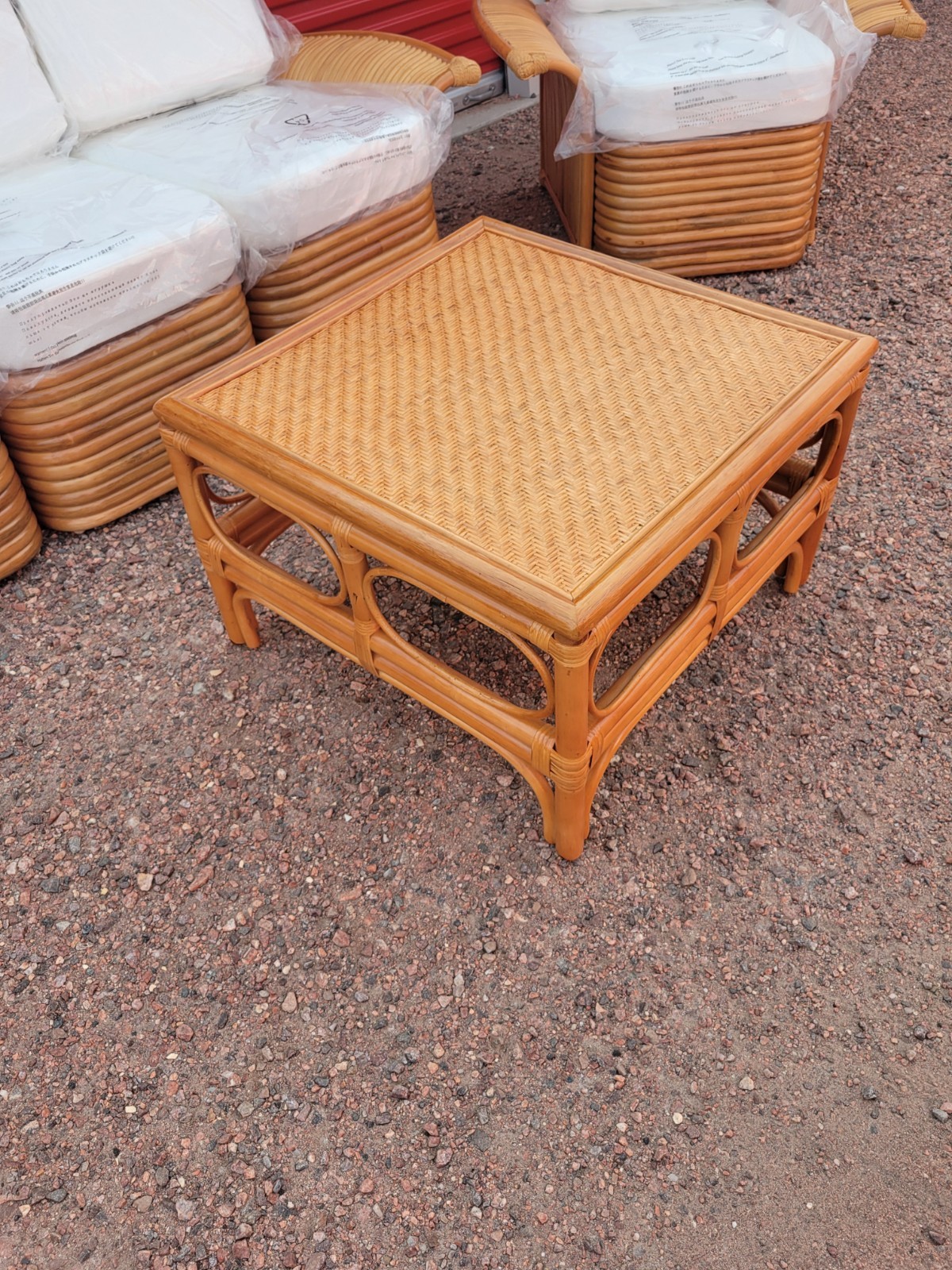 Golden Girls Couch Rattan Fan Arm Furniture 3 Seat Sofa 2 Chairs Bamboo Wicker