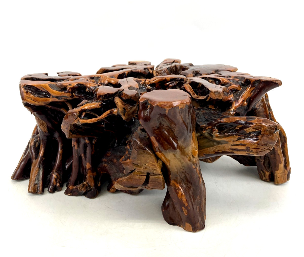 Vintage Japanese Natural Root Wood Table Flower Bonsai Pot Stand Display Unique