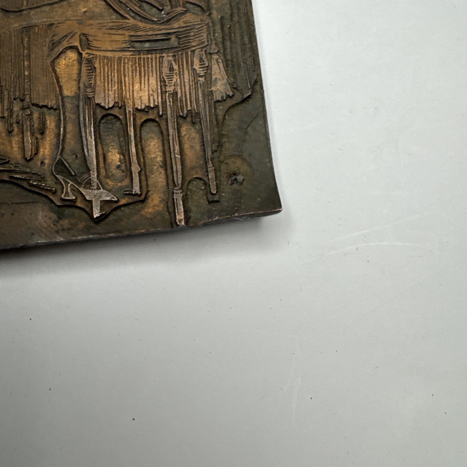 Antique Copper Printing Plate Stocking Advertisement Flapper Canary Girl Bird