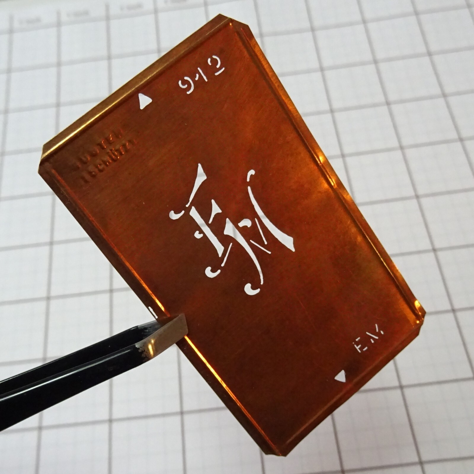 EM E M ME monogram initials letters copper stencil antique family tree name sign