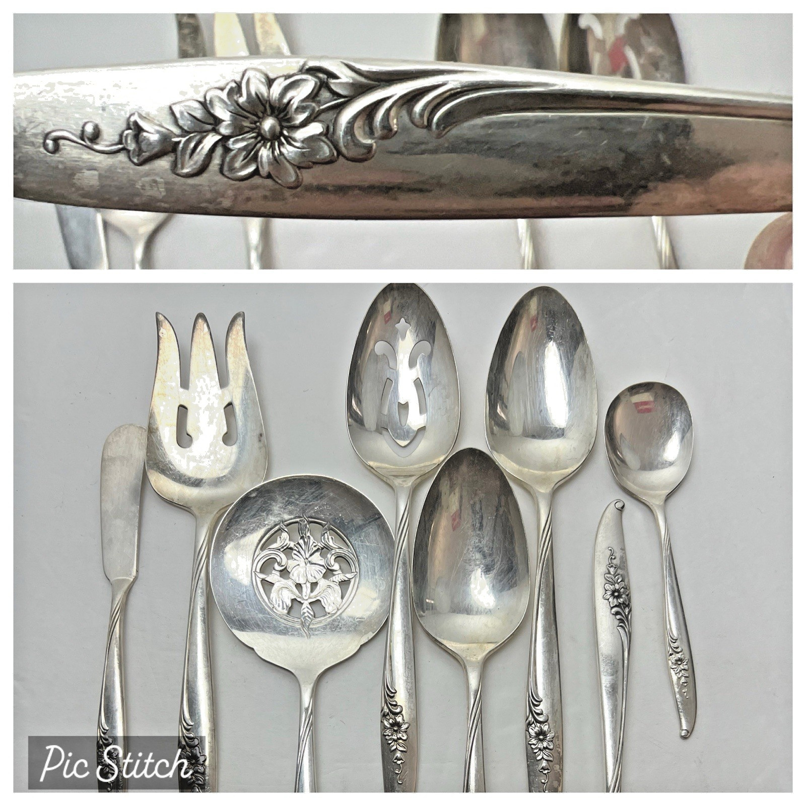 8 Hostess Serving Pieces Oneida Magic Moment Nobility Silverplate Spoons Fork