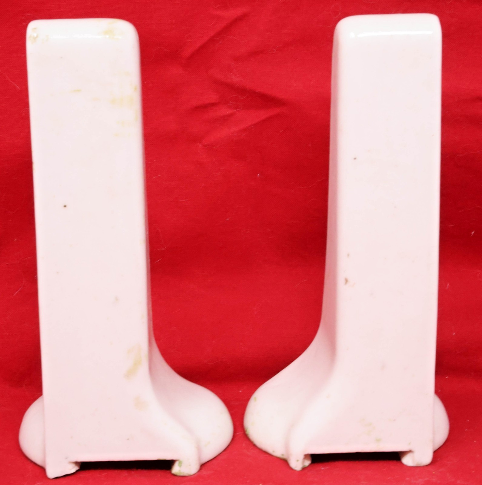 c.1910 Antique Vitreous Porcelain Shelf Brackets White Enamel Wall Mount Ceramic