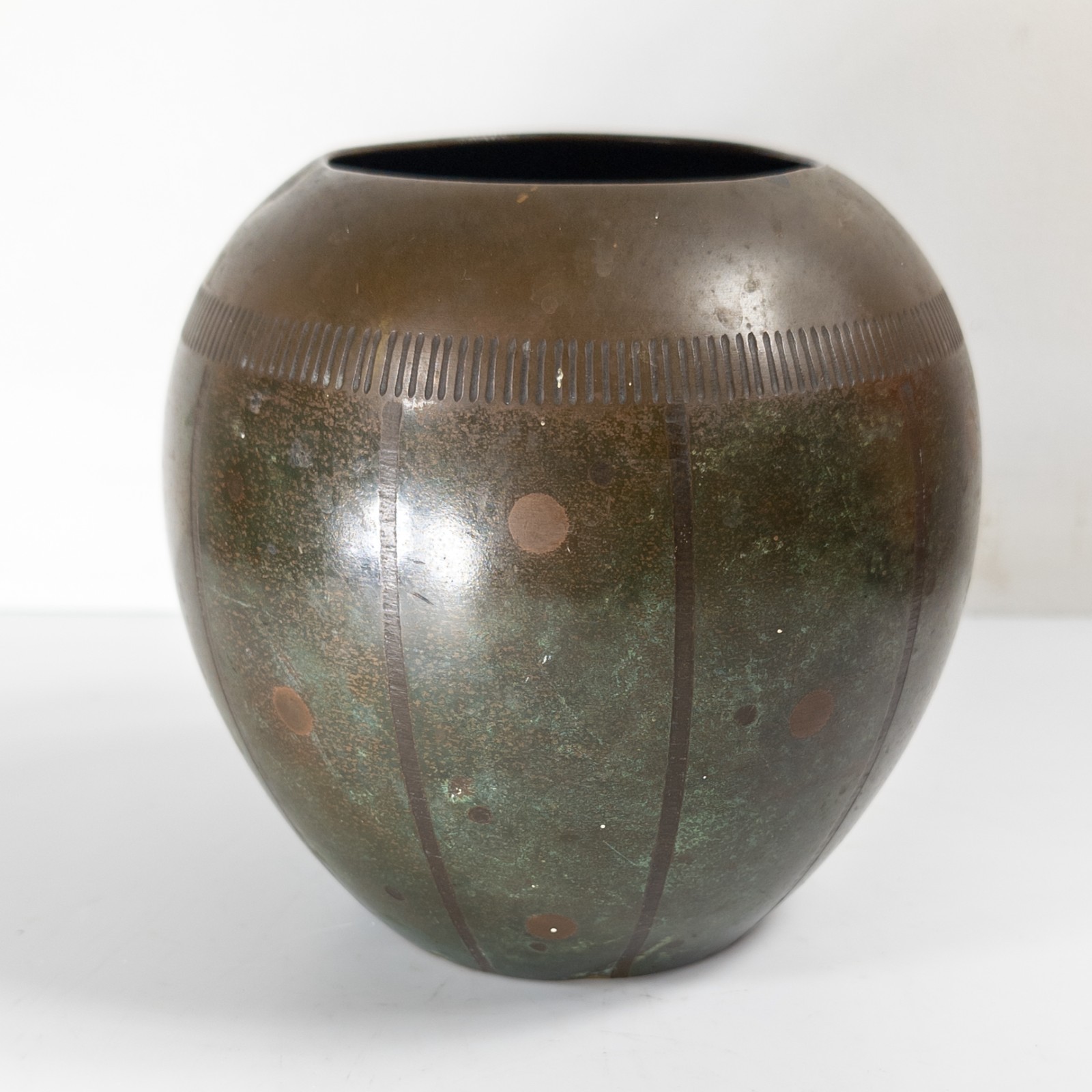 Antique German WMF Bronze Patinated Vienna Secessionist Art Modern Vase As Is