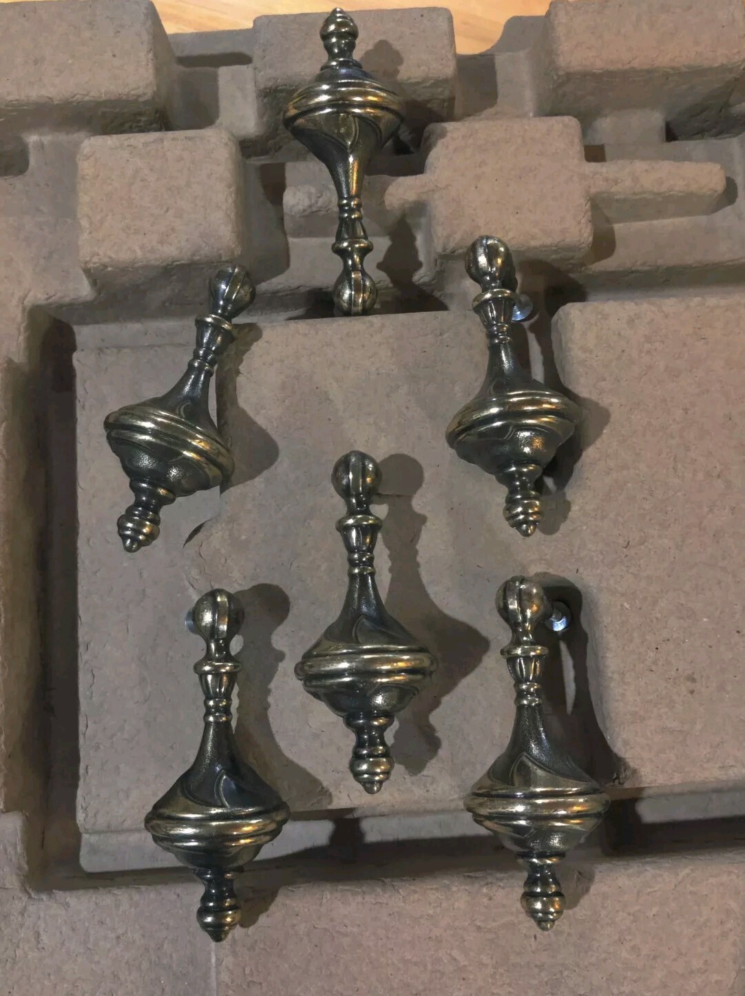 Drawer Or Cabinet Vertical Pulls Handle Brass 6 PC Lot