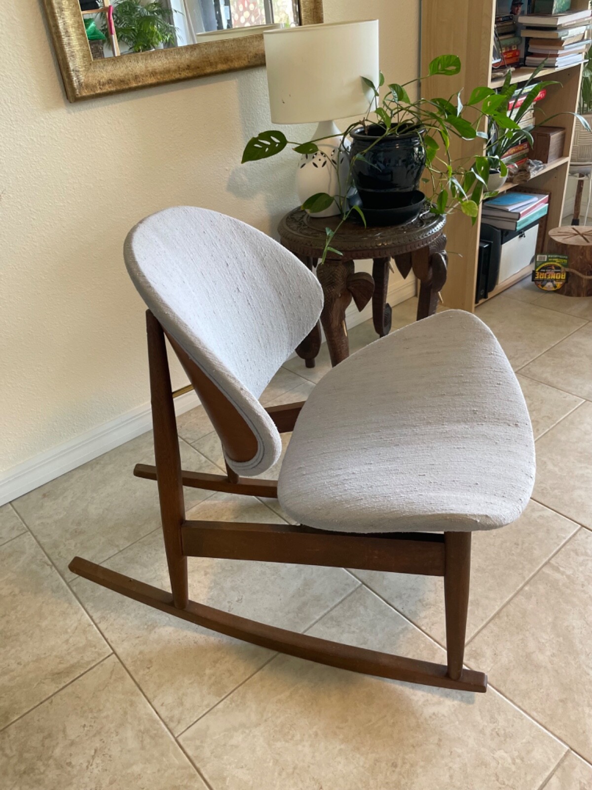 Vintage Modern 1960s Mid Century Kodawood Rocking Chair walnut bentwood grey