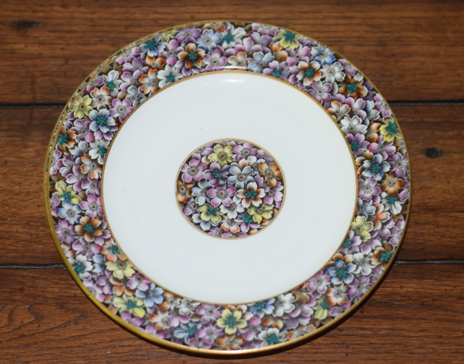 MILLE FLEUR PLATE SET (8) PORCELAIN 19TH CENT VICTORIAN BRITISH REGISTRY RIDGWAY