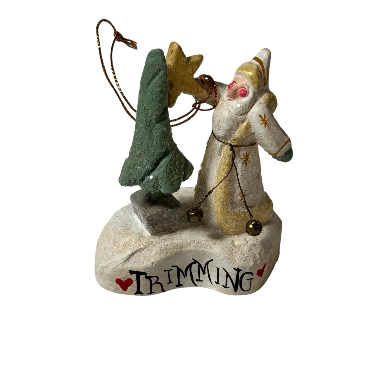 Folk Art House of Hatten SANTA TRIMMING TREE Figurine by Denise Calla 1998