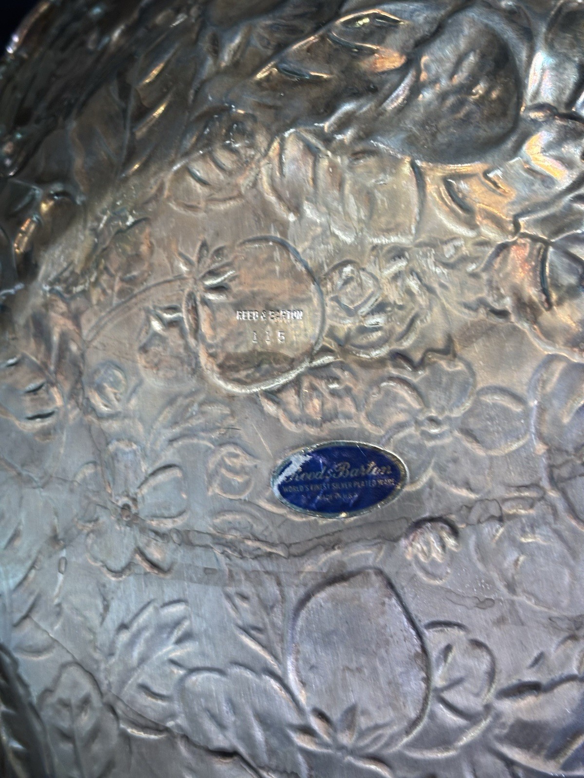 Antique Reed & Barton 13” Silverplate Repoussé Strawberry Charger Plate # 115