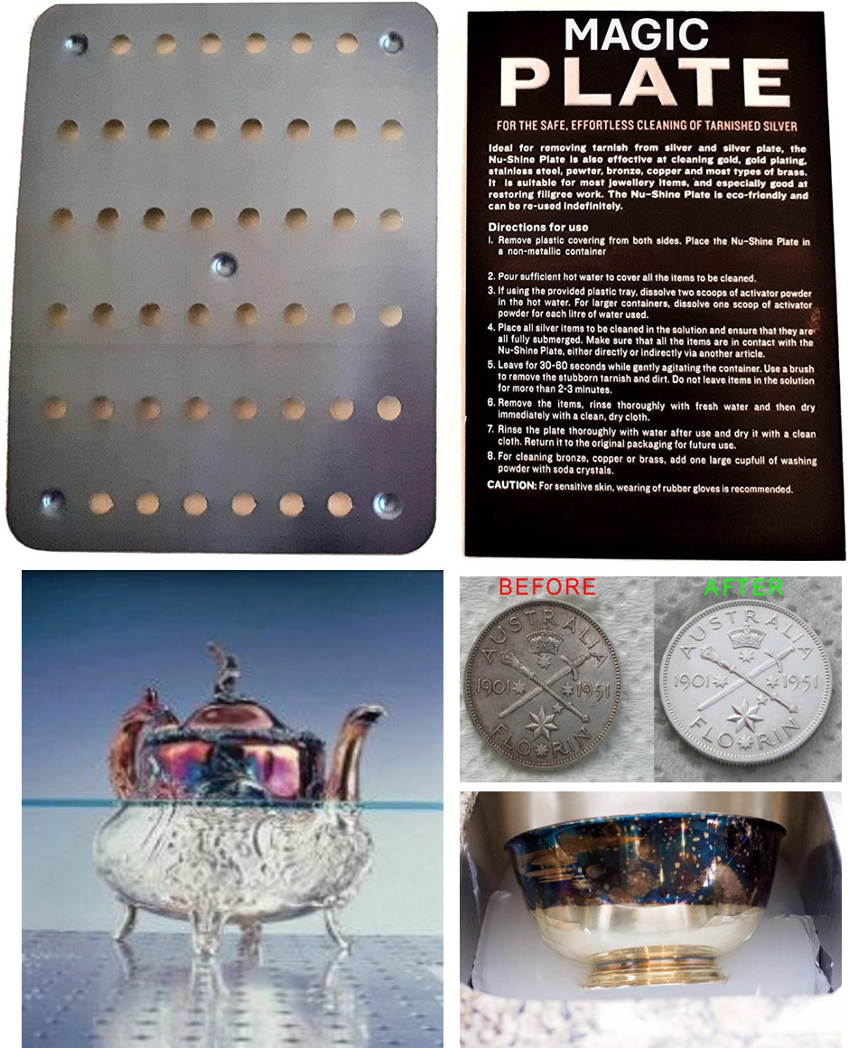 Magic silver metal cleaning plate – removes tarnish from cutlery
