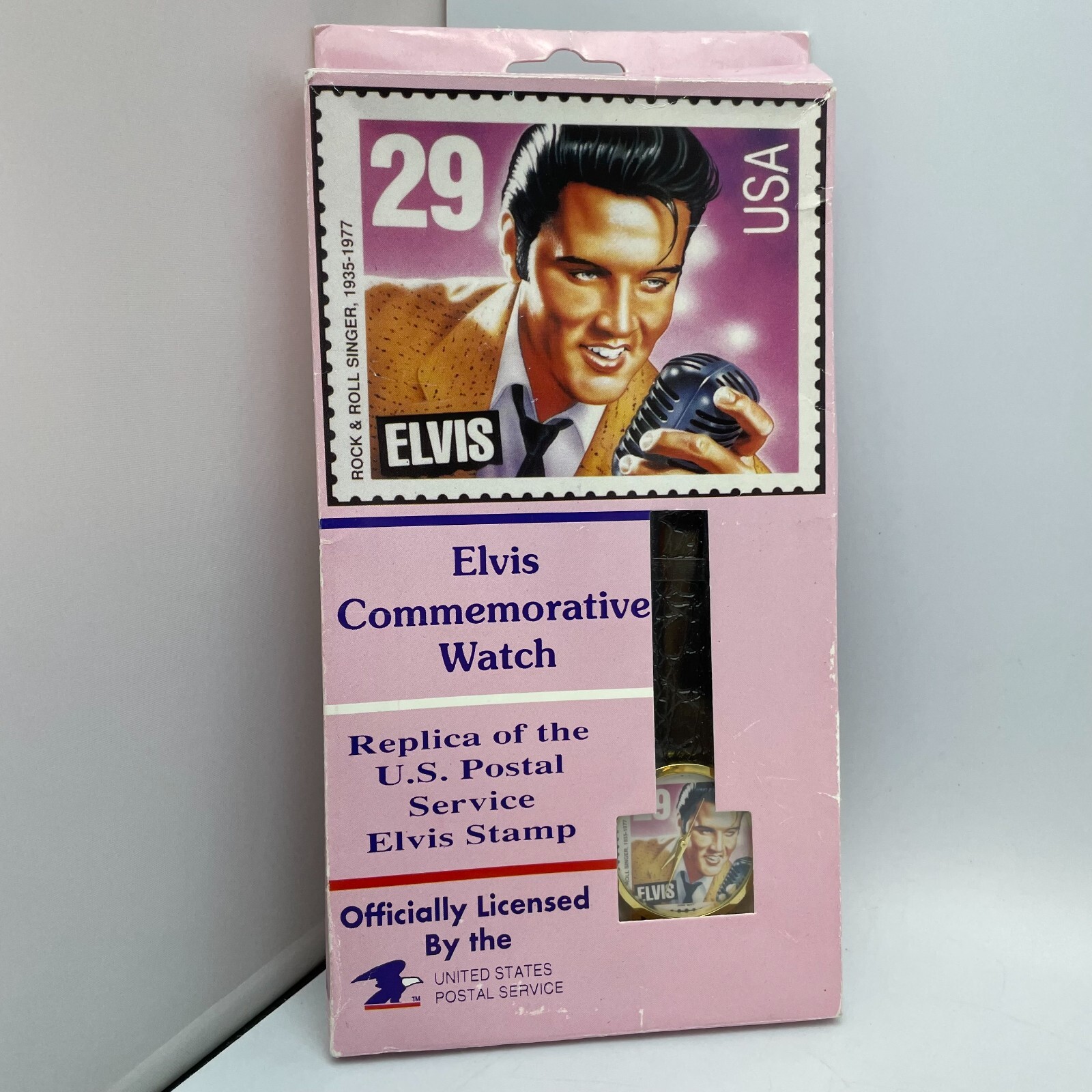 Vintage 1992 Elvis Presley Commemorative Watch USPS Licensed Stamp Photo IN BOX