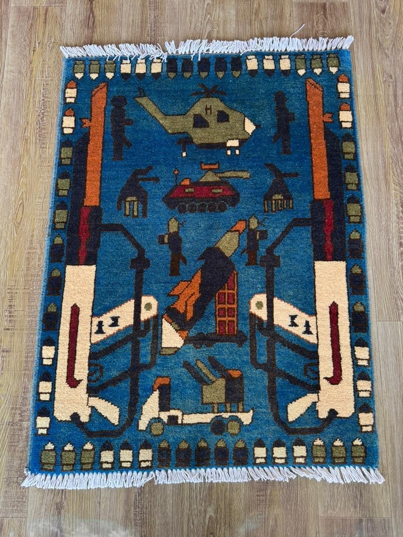 Opium Rug Afghan map Handmade Vintage War afghanistan map Wool weapons ak47