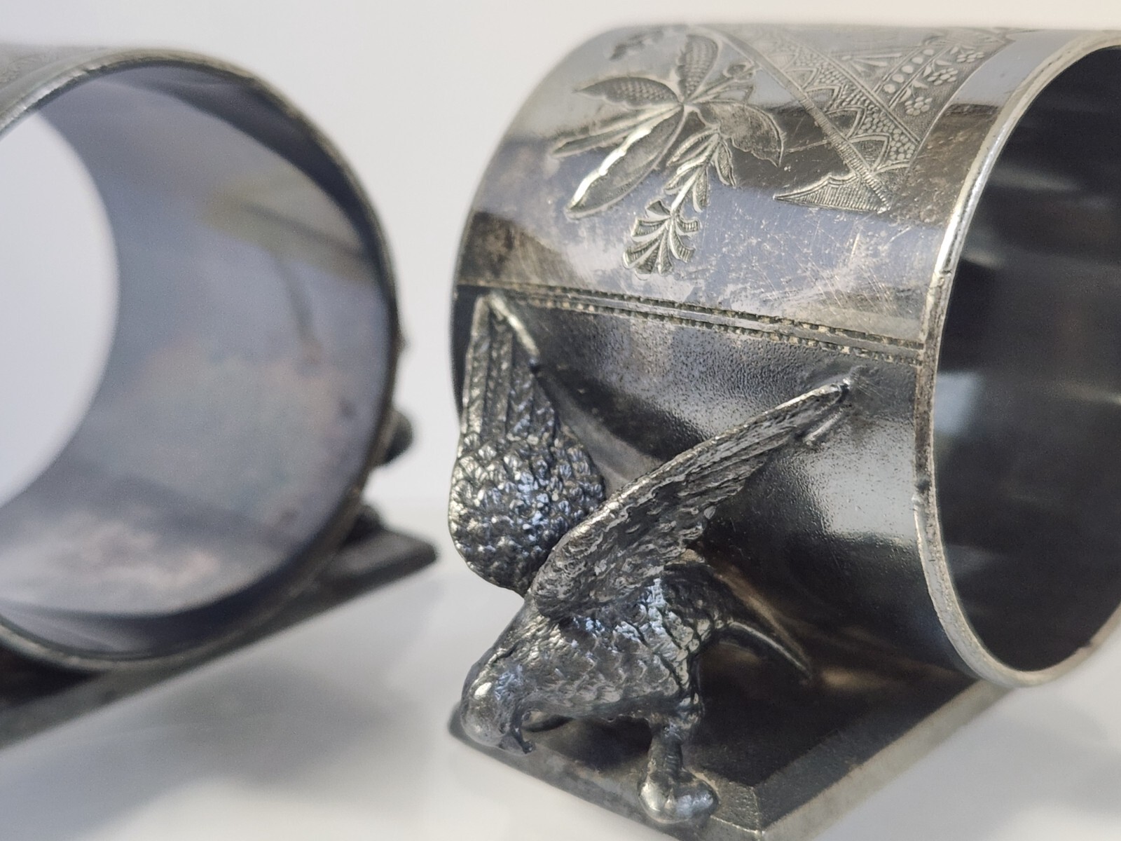 Victorian Napkin Ring Holders Silverplate Rogers Smith Co Monogram Michael Mary