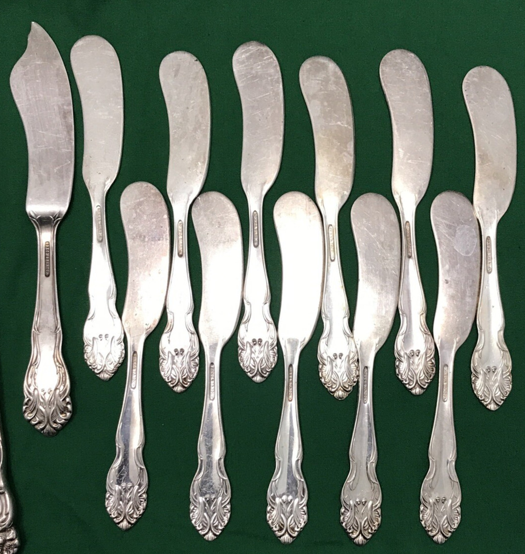 17 Pc TIGER LILY Silverplated DINNER KNIVES 1 MASTER +SPREADERS Reed & Barton