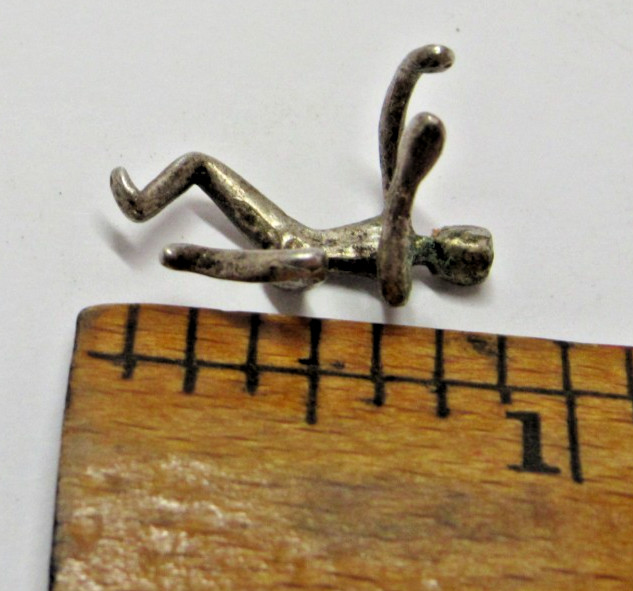 Sterling Silver Ear Cuff Man Climbing Modernist Minimalist Single Vintage #J
