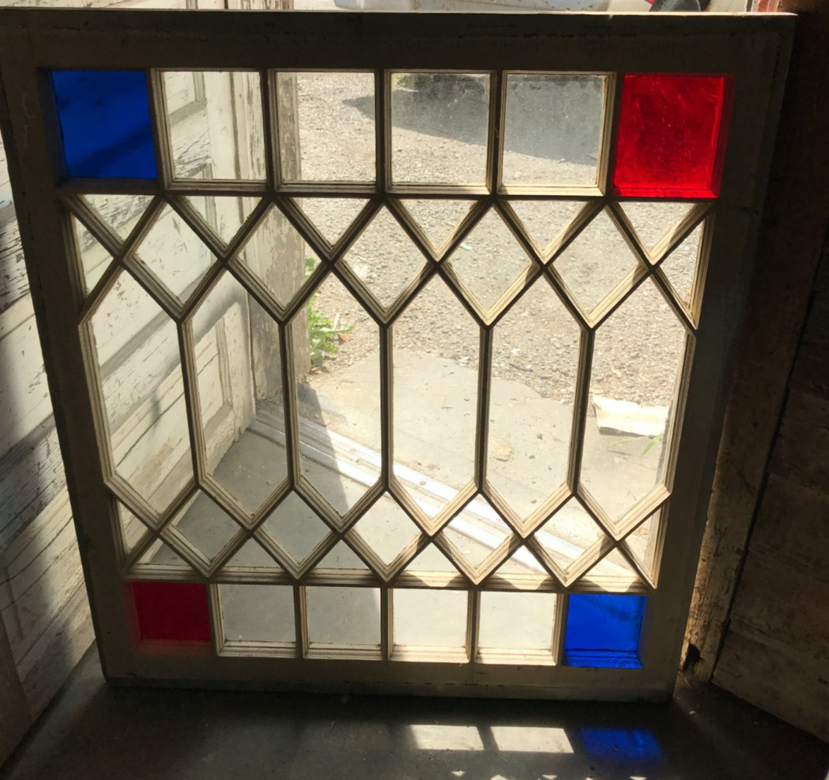 Antique VTG 44 Lite Decorative Glass 32×36 Victorian Window Sash Old 1293-25B